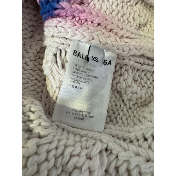 Balenciaga Tie Dye Cotton Chunky Knit Oversized Pink Blue Sweater Pullover Sz XS - Picture 9 of 16